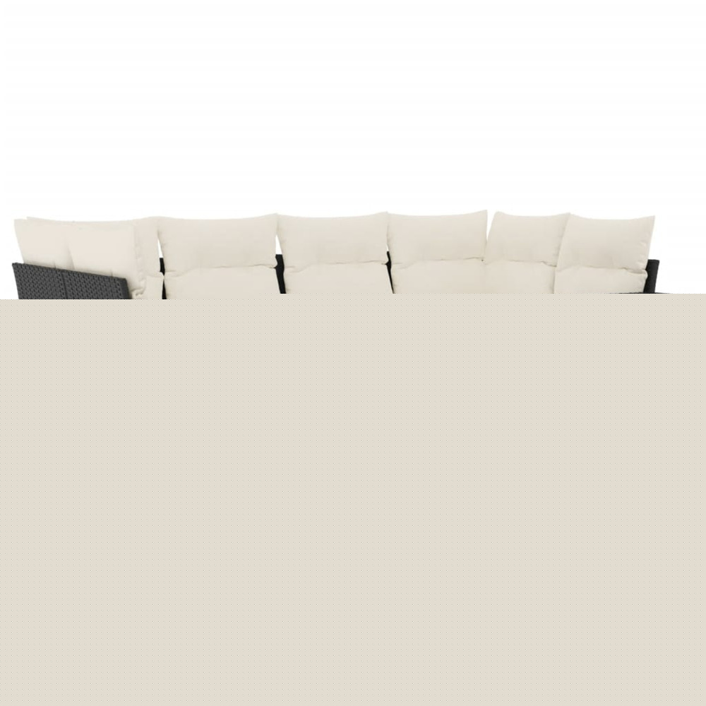 Salon de jardin 7 pcs avec coussins noir résine tressée