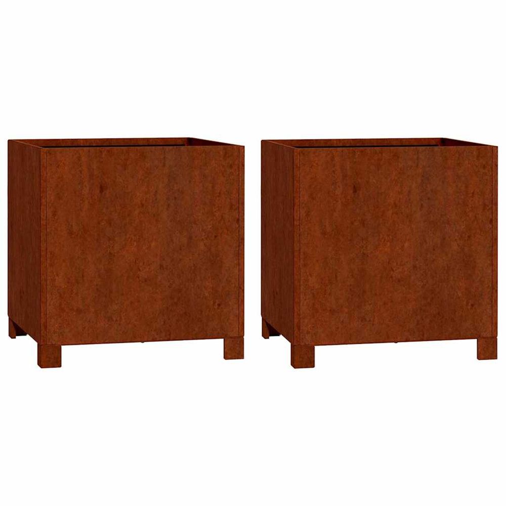 Jardinière d'extérieurs avec pieds 2 pcs rouillé 40x40x40 cm acier corten