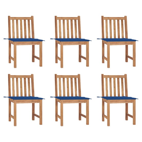 Chaises de jardin lot de 6 avec coussins bois de teck massif