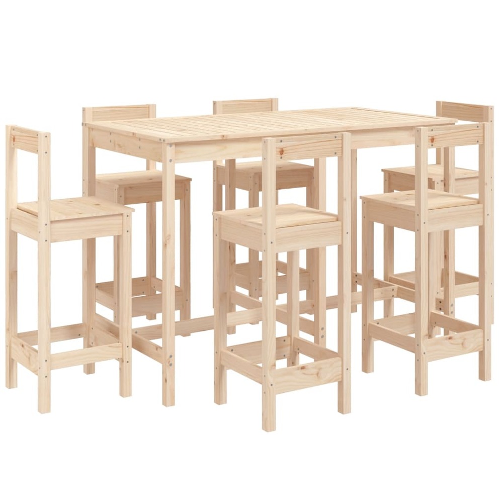 Ensemble de bar de jardin 7 pcs bois de pin massif