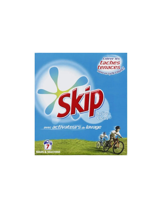 Lessive poudre skip active clean 7 lavages 490gr