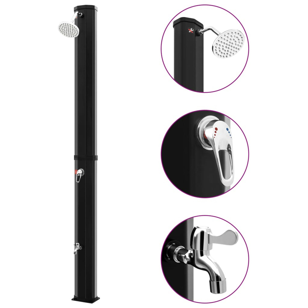 Douche solaire d'extérieur avec pomme de douche et robinet 35 l