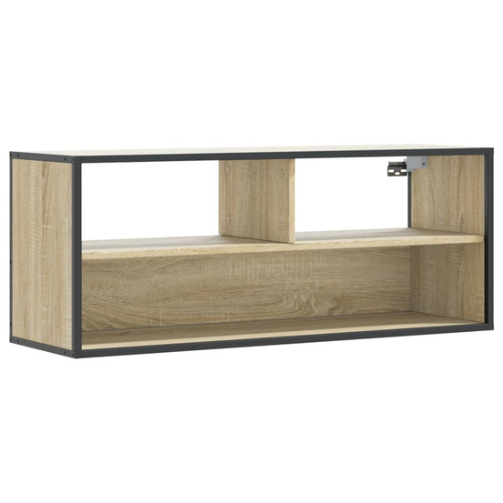 Meuble tv chêne sonoma 100x31x39,5cm bois d'ingénierie et métal