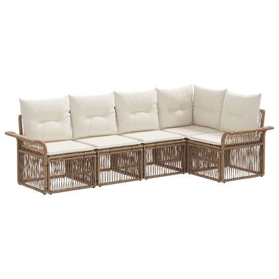 Ensemble de canapé de jardin 5 pc beige polyrotin