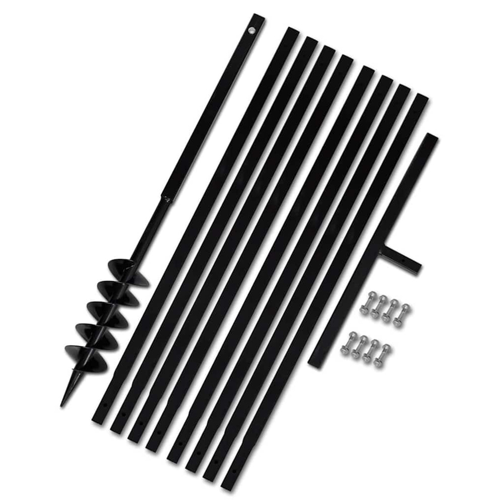 Tarière de sol avec manche 100 mm et tube d'extension 9 m acier