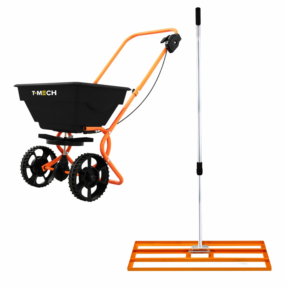 Épandeur rotatif & niveleur de pelouse 100 cm (orange)