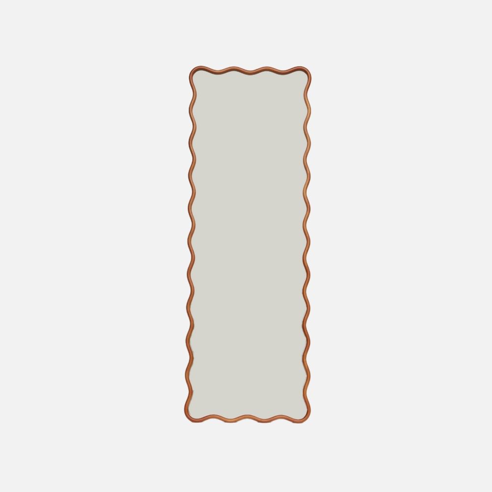 Miroir sur pied organique bois d'hévéa pied en acier 172cm - cauline