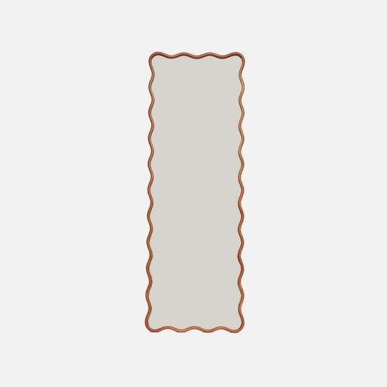 Miroir sur pied organique bois d'hévéa pied en acier 172cm - cauline