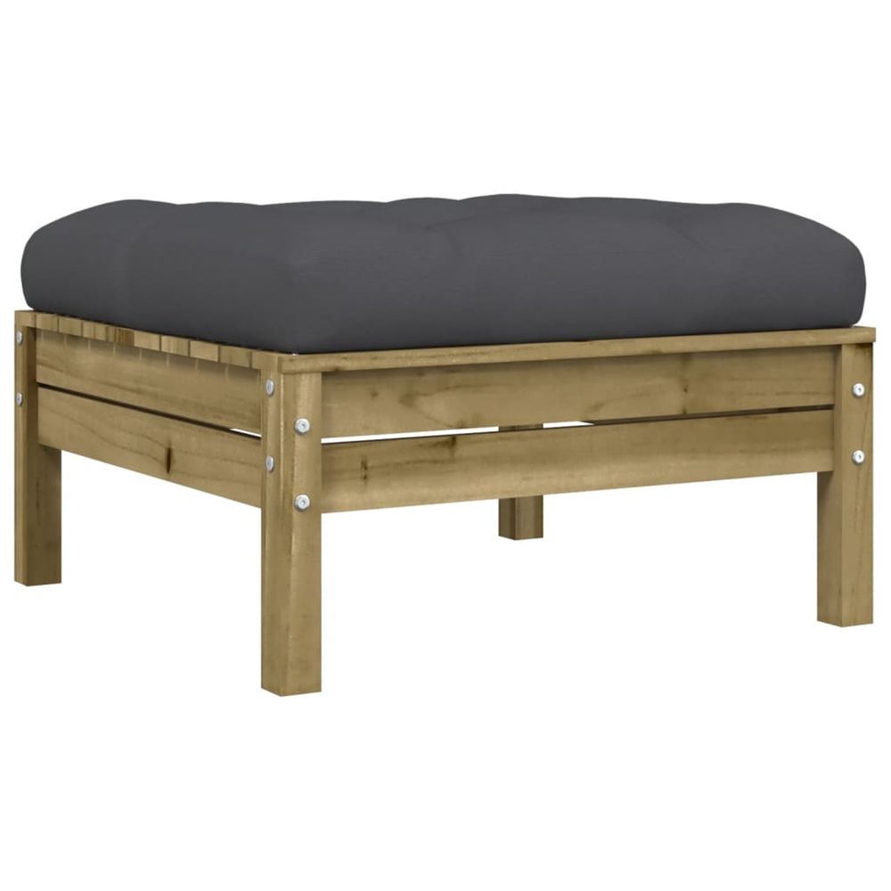 Repose-pied de jardin avec coussin bois de pin imprégné