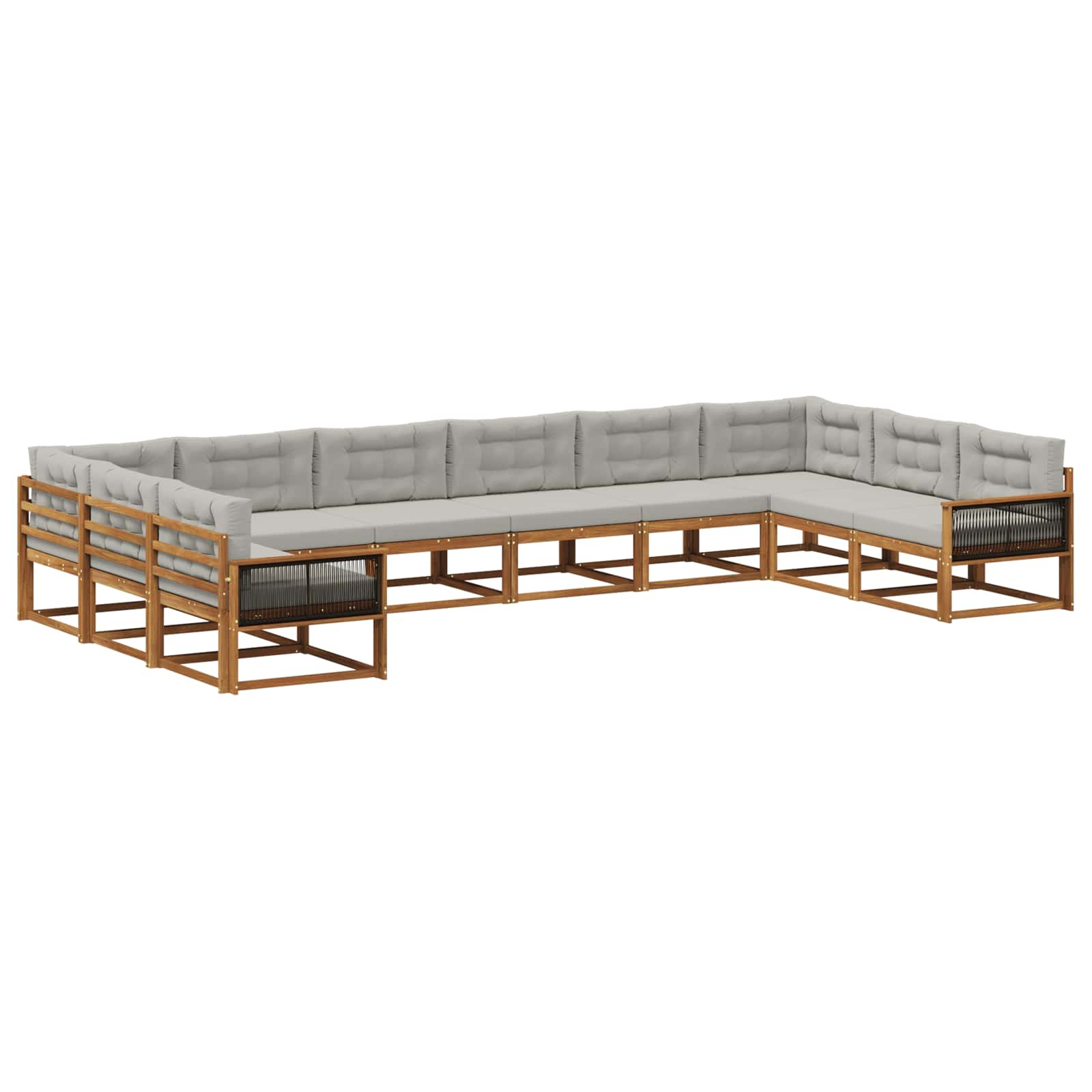 Ensemble de canapés d'extérieur 10 pcs naturel et gris clair