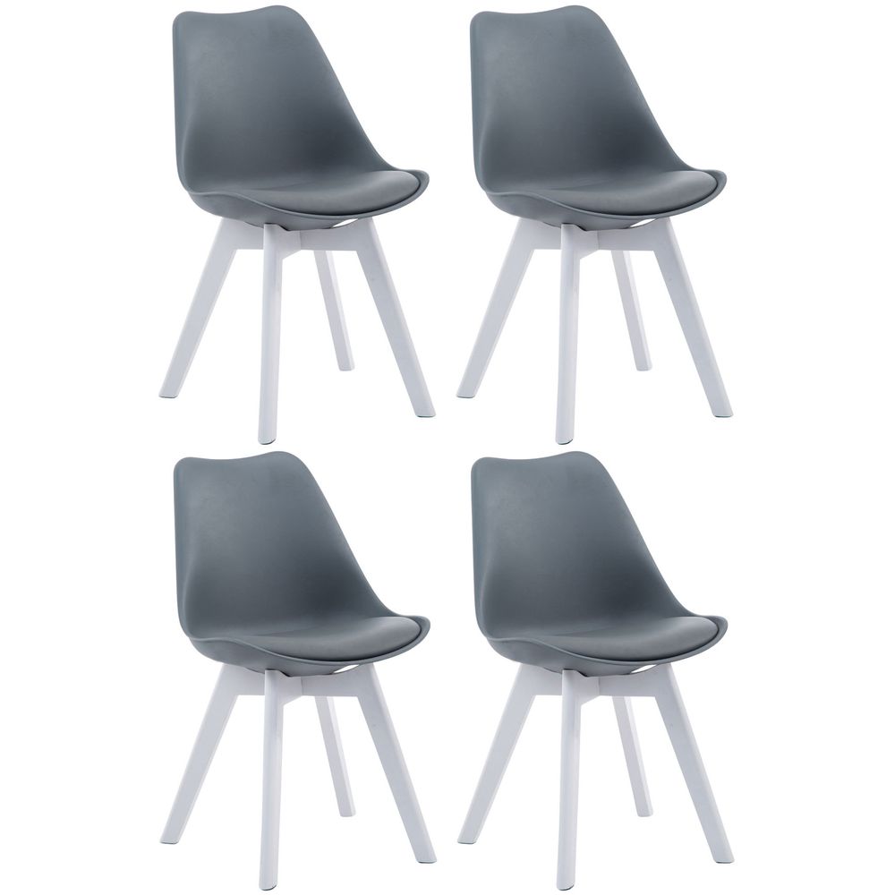 Lot de 4 chaises visiteur borneo v2 simili cuir blanc