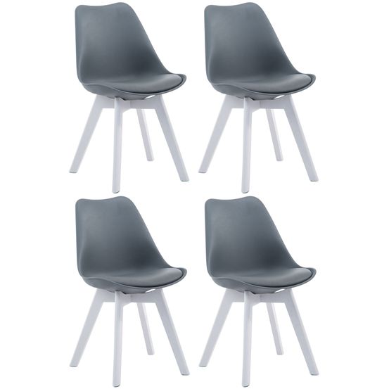 Lot de 4 chaises visiteur borneo v2 simili cuir blanc