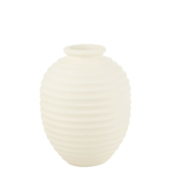Cache-pot ovale en poterie blanc 50x50x66 cm