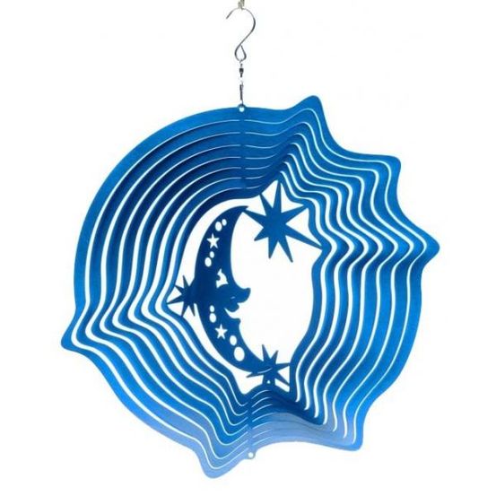 Mobile à vent lune & étoiles bleu 15cm petit modèle