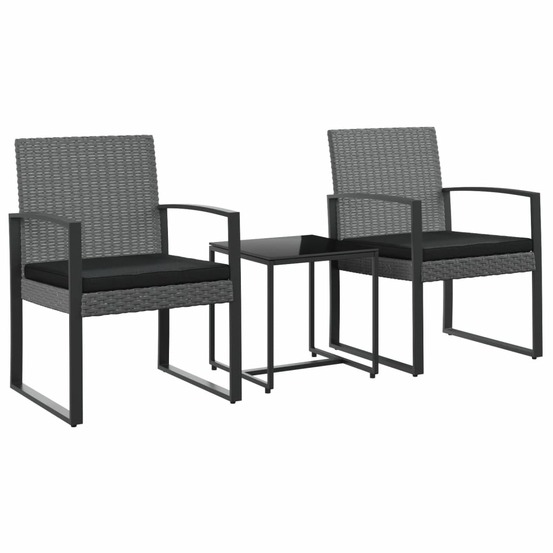 Ensemble à manger de jardin coussins 3 pcs gris foncé rotin pp