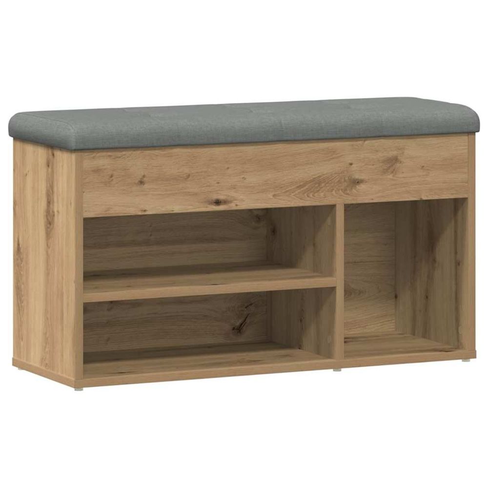 Banc à chaussures chêne artisanal 82x32x45,5 cm bois ingénierie