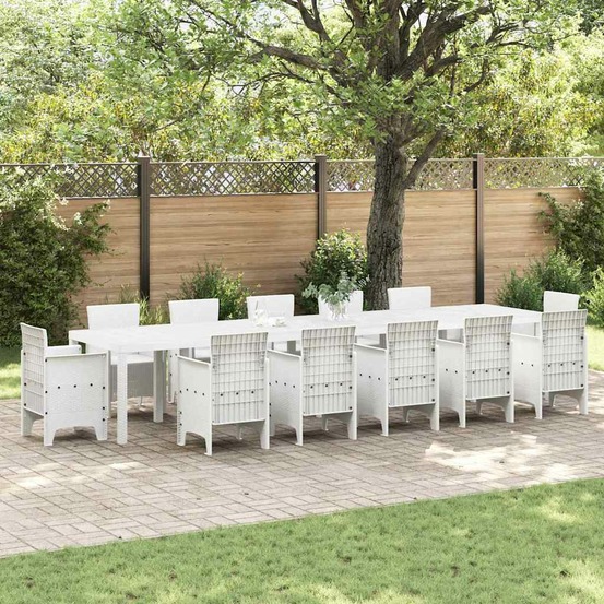 Table de jardin blanc 400 x 100 x 73 cm polyrotin