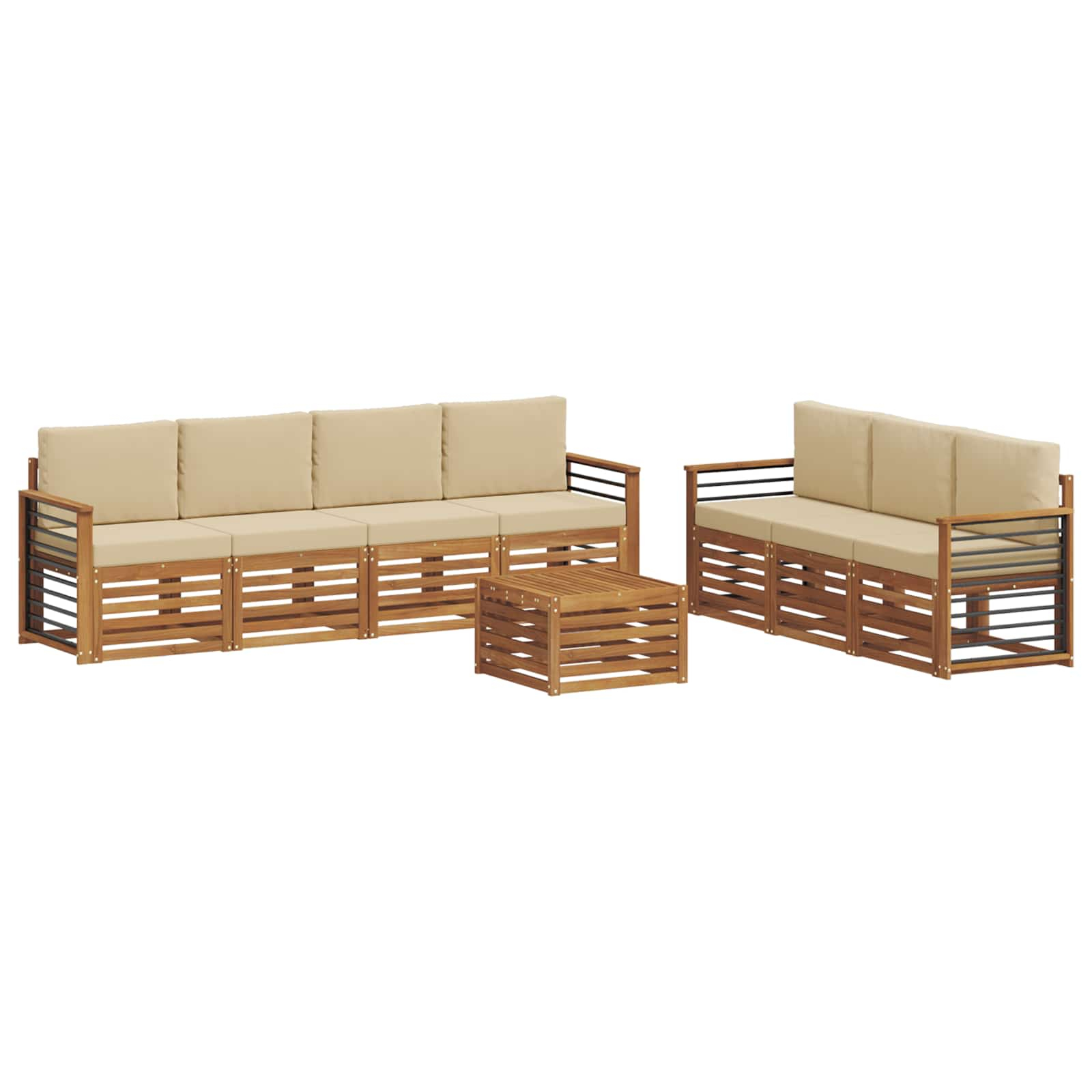 Ensembles de canapés avec coussin 8 pcs naturel et beige