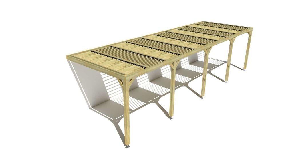 Pergola bois • 10m x 3m • adossée • sens profondeur • lames orientables bioclimatiques incluses • livraison comprise