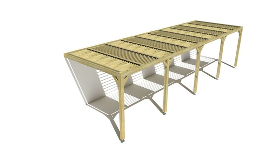 Pergola bois • 10m x 3m • adossée • sens profondeur • lames orientables bioclimatiques incluses • livraison comprise