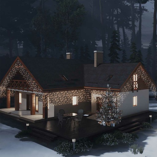 Rideau lumineux à glaçons led 10m 400led blanc chaud 8fonctions