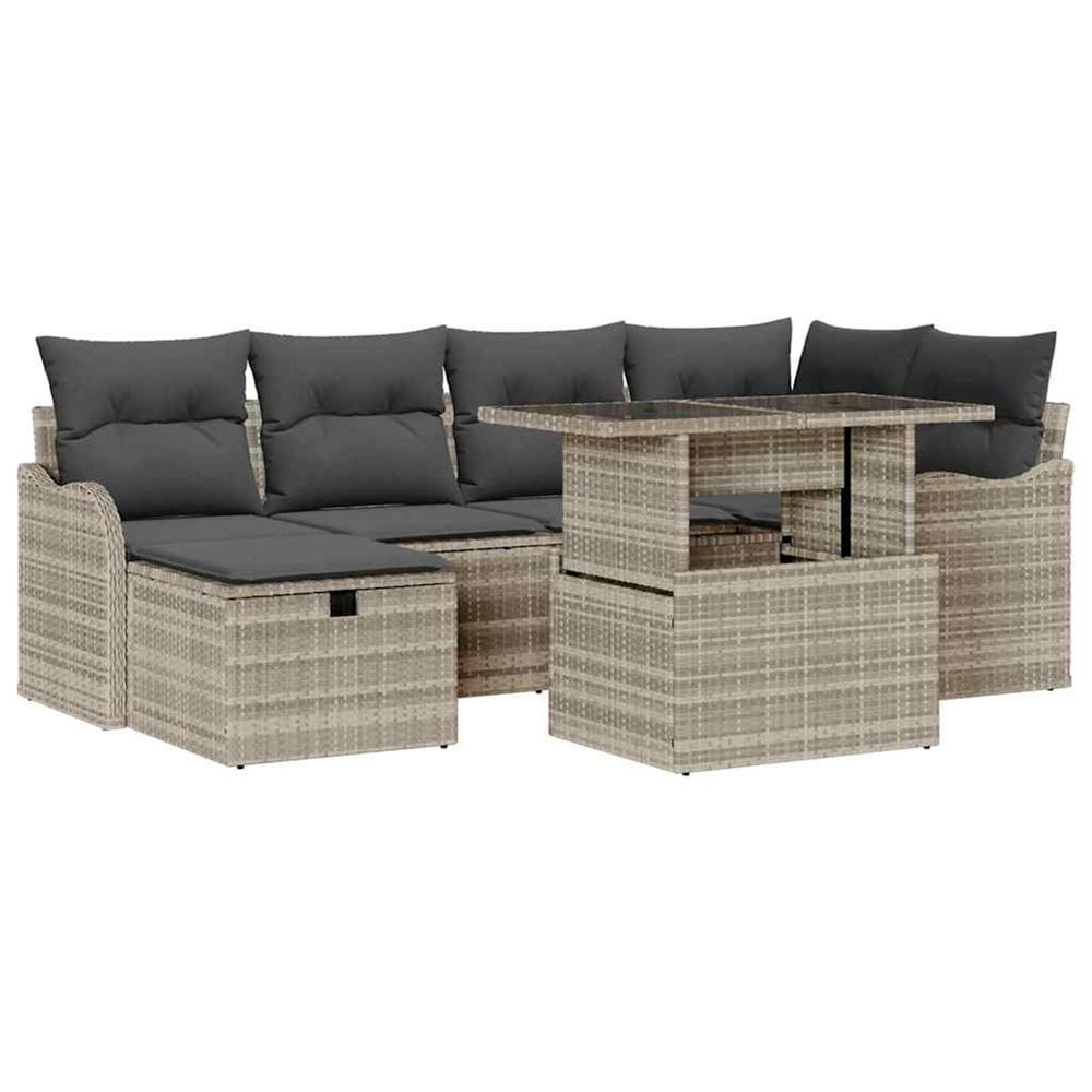 Ensemble de canapé de jardin 7 pc gris clair polyrotin