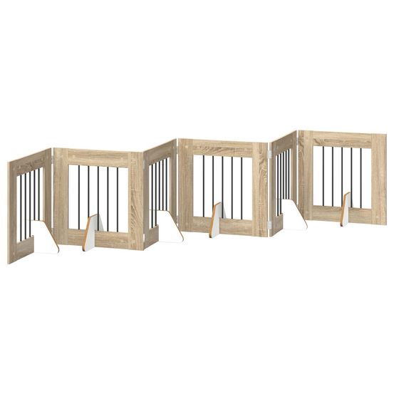 Porte de chien pliable avec supports 6 pc chêne sonoma 362 cm