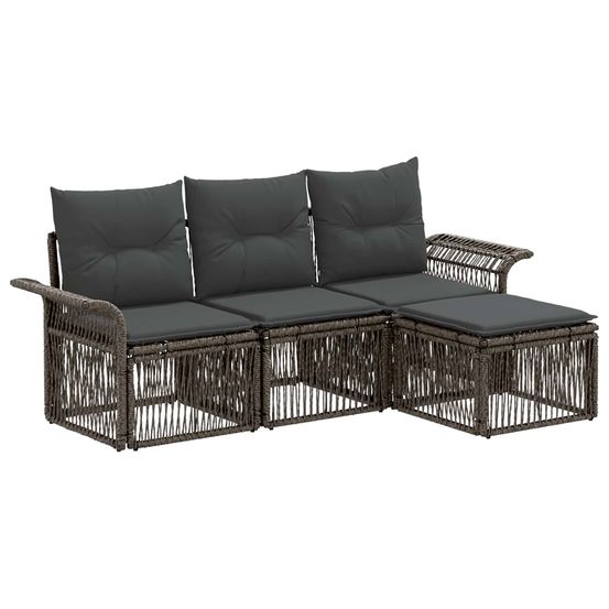 Ensemble de canapé de jardin 4 pc gris polyrotin