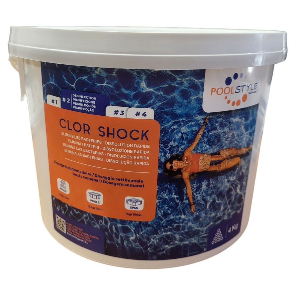 Chlore shock granulés 4kg pour piscine