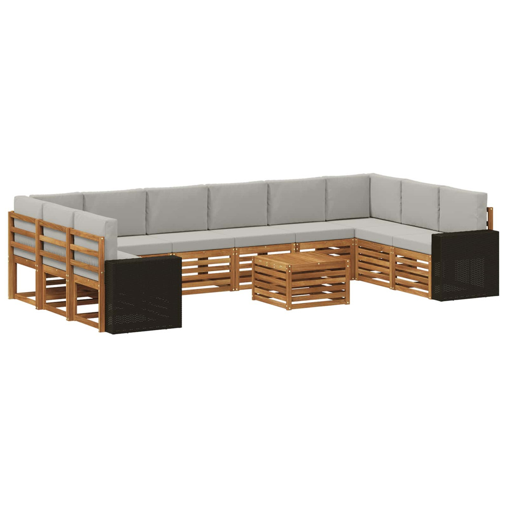 Ensemble de canapés d'extérieur 11 pcs naturel et gris clair