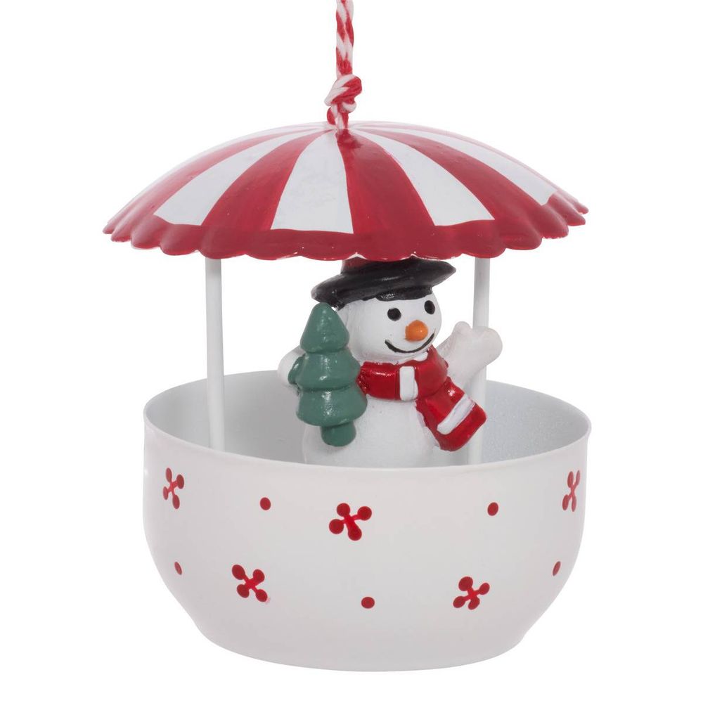 Suspension de sapin manège père noël, bonhomme de neige et renne en métal 7,5 cm