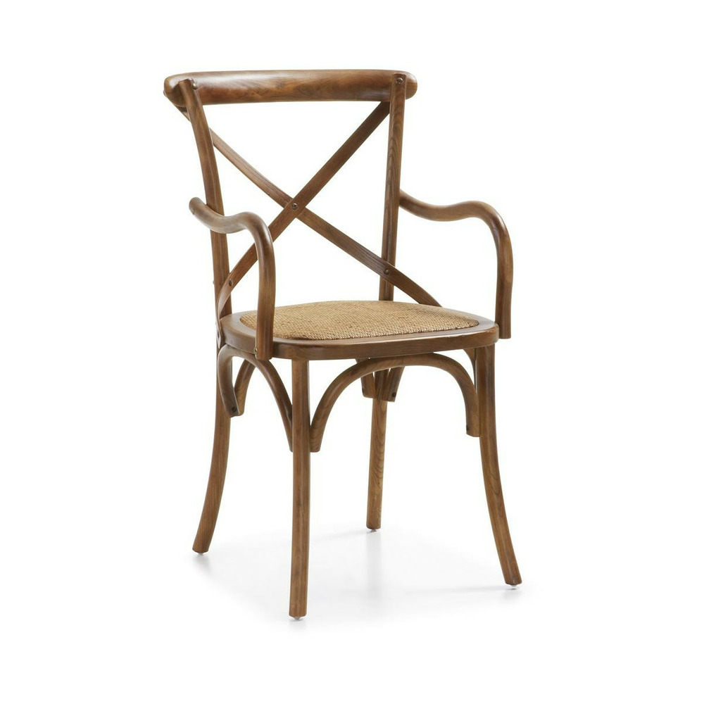 Fauteuil rotin bois marron - izenia décoration d'autrefois