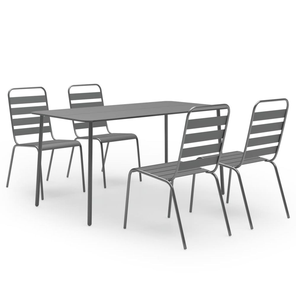 Ensemble à manger de jardin 5 pcs acier gris foncé