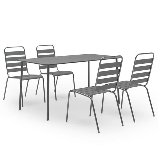 Ensemble à manger de jardin 5 pcs acier gris foncé