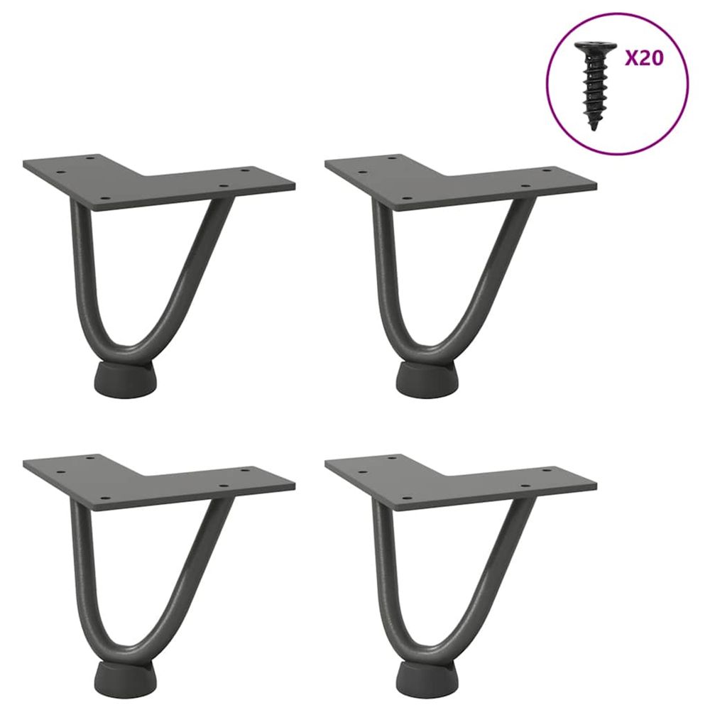 Pieds en épingle à cheveux pour table basse 4 pièces anthracite 10 cm acier massif