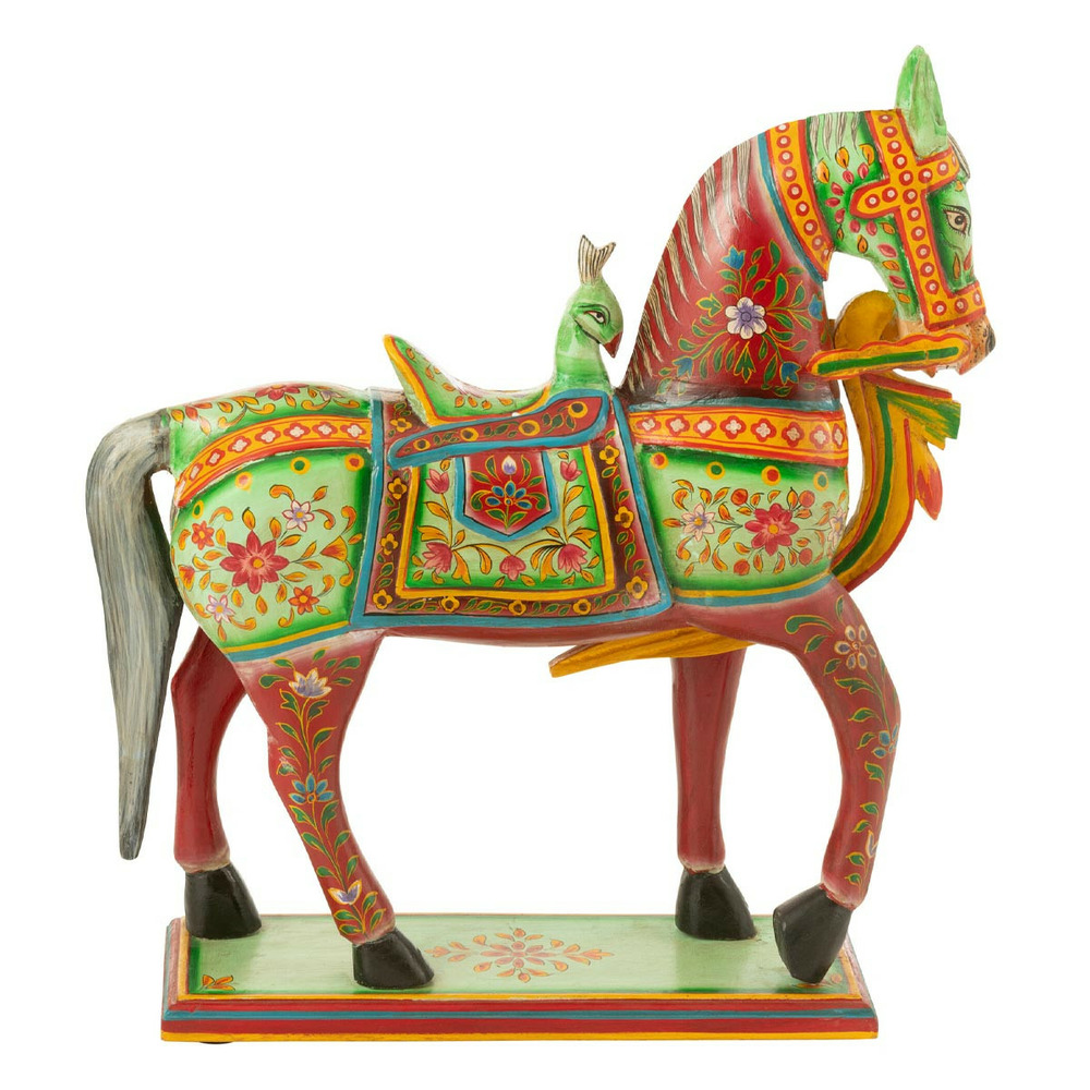 Statue cheval en bois 