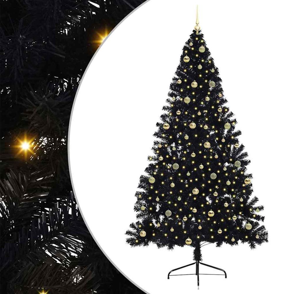 Sapin de noël artificiel pré-éclairé noir 240 cm pvc