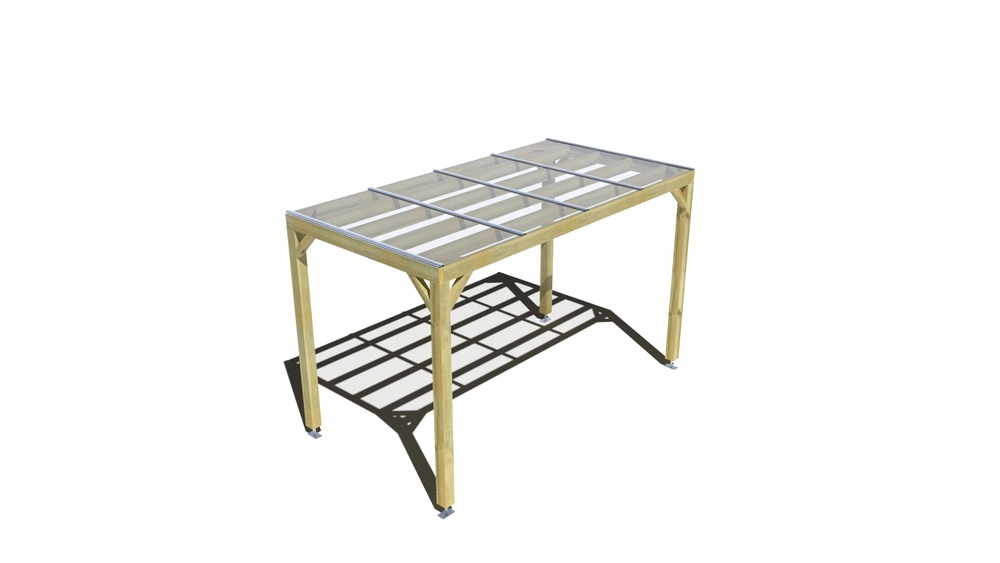 Pergola bois • 4m x 2m • indépendante • sens largeur • couverture étanche transparente incluse • livraison comprise