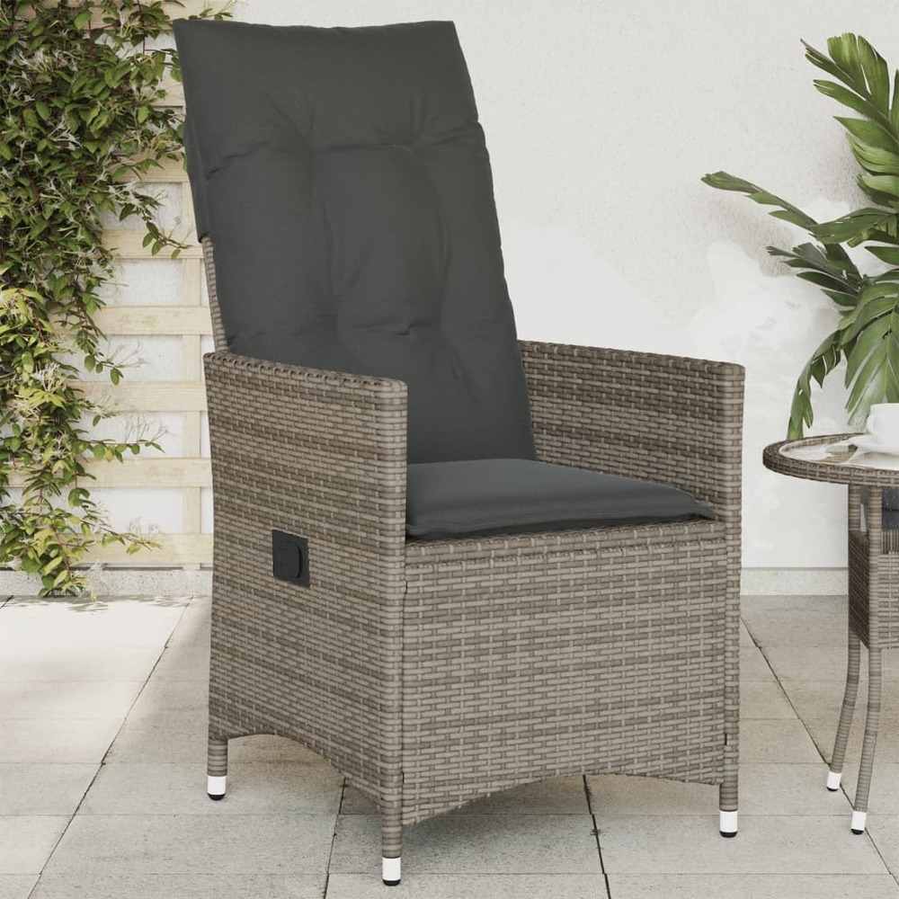 Chaise inclinable de jardin avec coussins gris résine tressée