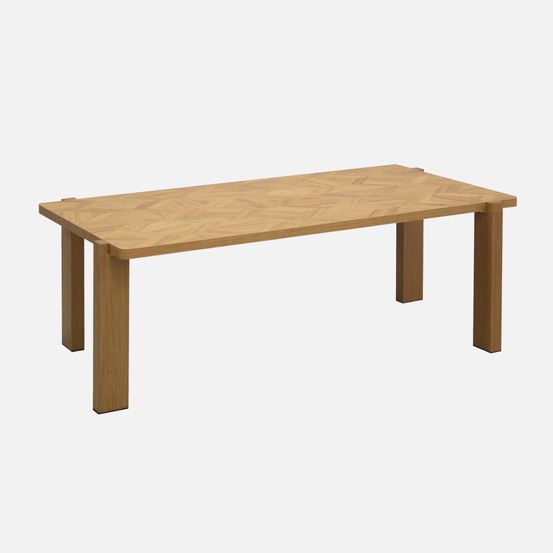 Table basse vintage rectangulaire décor bois plateau effet chevrons 120 cm - zala