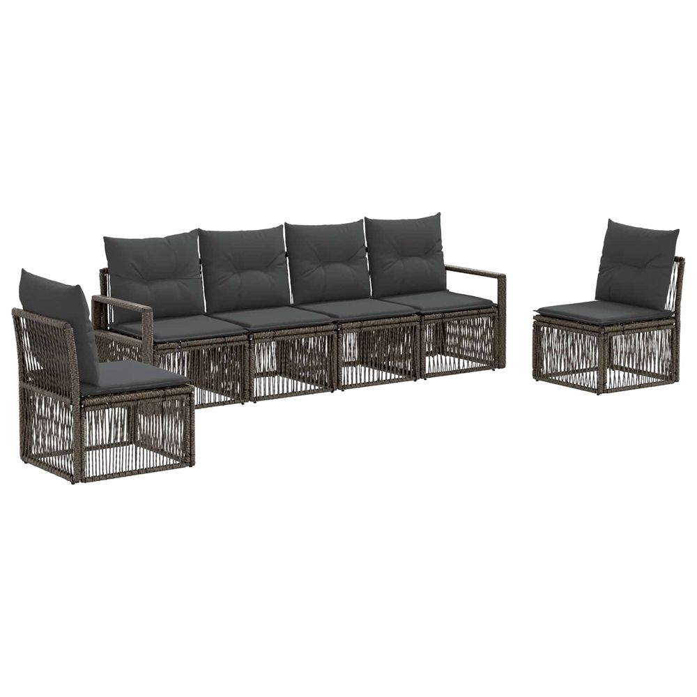 Ensemble de canapé de jardin 6 pc gris polyrotin