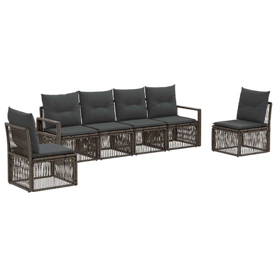 Ensemble de canapé de jardin 6 pc gris polyrotin