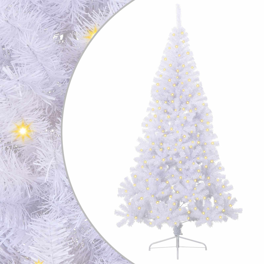 Sapin de noël artificiel avec 300 led blanc 240 cm pvc et acier