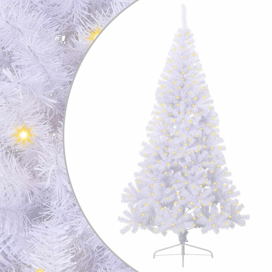 Sapin de noël artificiel avec 300 led blanc 240 cm pvc et acier
