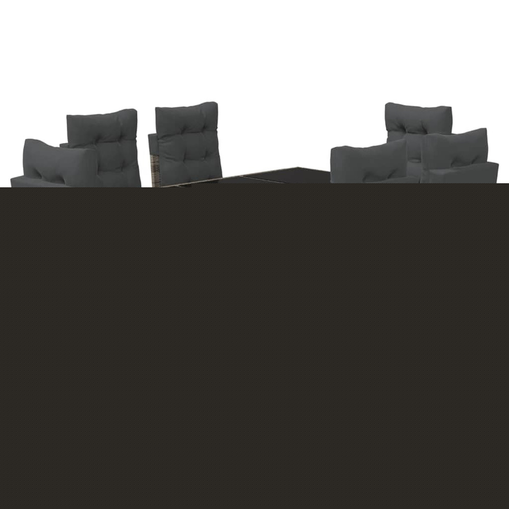 Ensemble à manger de jardin et coussins 7 pcs gris rotin