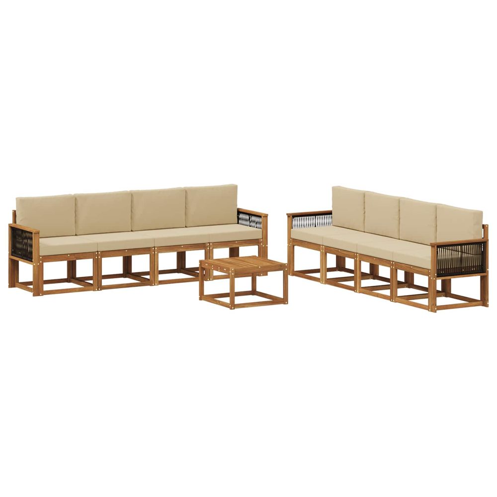 Ensemble de canapés d'extérieur 9 pc naturel et beige
