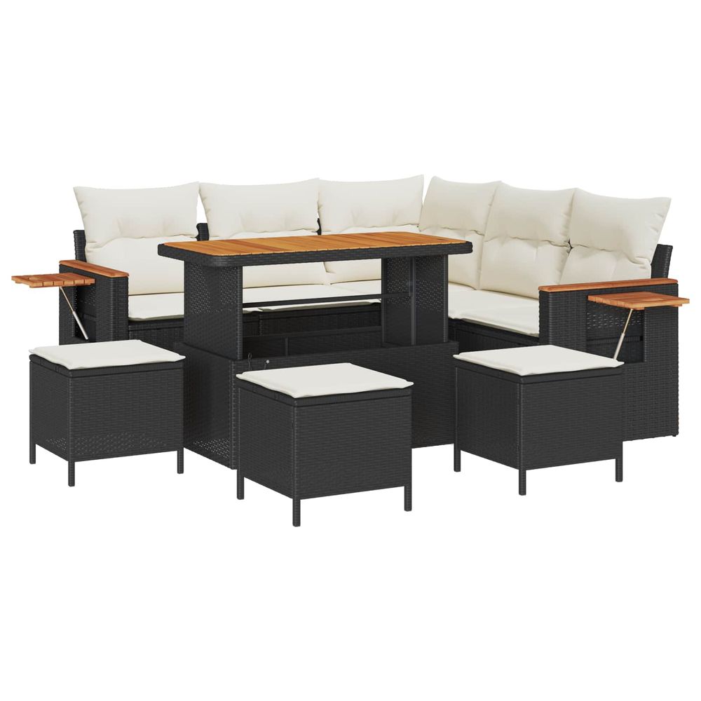 Ensemble de canapé de jardin 9 pc noir polyrotin