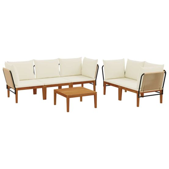 6 pc bois d'acacia massif et corde naturel