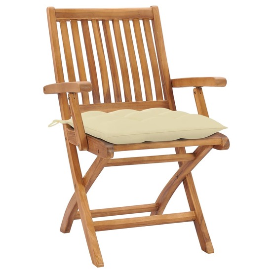Chaises pliables de jardin avec coussins lot de 8 teck solide