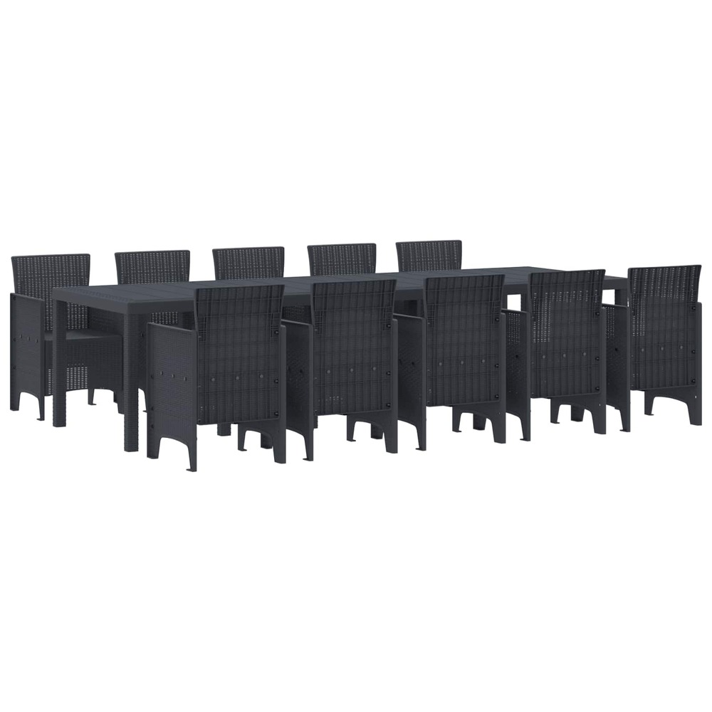 Ensemble de salle à manger pour jardin 11 pcs anthracite